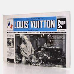 Pre Owned Louis Vuitton Newspaper Pouch White Black Blue Calfskin Clutch Bag