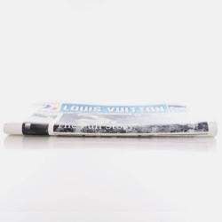 Pre Owned Louis Vuitton Newspaper Pouch White Black Blue Calfskin Clutch Bag