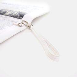 Pre Owned Louis Vuitton Newspaper Pouch White Black Blue Calfskin Clutch Bag