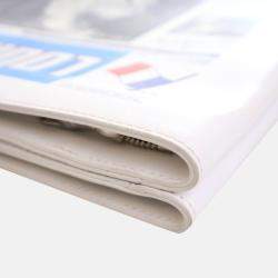 Pre Owned Louis Vuitton Newspaper Pouch White Black Blue Calfskin Clutch Bag