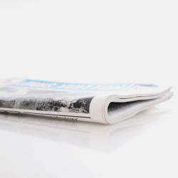 Pre Owned Louis Vuitton Newspaper Pouch White Black Blue Calfskin Clutch Bag