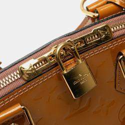 Pre Owned Louis Vuitton Brown Monogram Vernis Alma BB