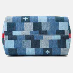 Pre Owned Louis Vuitton Speedy Bandouliere 30 Blue Red Monogram Denim Boston Bag