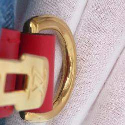 Pre Owned Louis Vuitton Speedy Bandouliere 30 Blue Red Monogram Denim Boston Bag