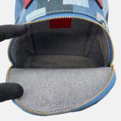 Pre Owned Louis Vuitton Palm Springs Mini Blue Red Monogram Denim Backpack