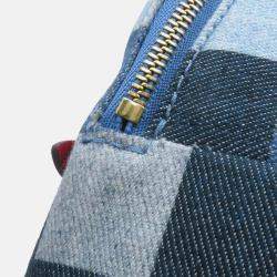 Pre Owned Louis Vuitton Palm Springs Mini Blue Red Monogram Denim Backpack