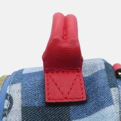 Pre Owned Louis Vuitton Palm Springs Mini Blue Red Monogram Denim Backpack