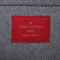 Pre Owned Louis Vuitton Palm Springs Mini Blue Red Monogram Denim Backpack