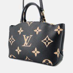 Pre Owned Louis Vuitton Petit Palais PM Noir Beige Bicolor Monogram Empreinte Leather Handbag