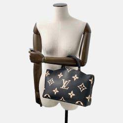 Pre Owned Louis Vuitton Petit Palais PM Noir Beige Bicolor Monogram Empreinte Leather Handbag