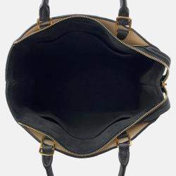 Pre Owned Louis Vuitton Petit Palais PM Noir Beige Bicolor Monogram Empreinte Leather Handbag