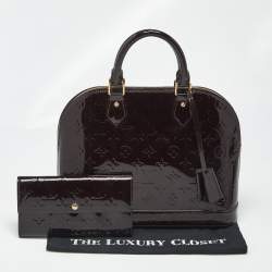 Pre Owned Louis Vuitton Amarante Monogram Vernis Alma PM Bag w/ Wallet