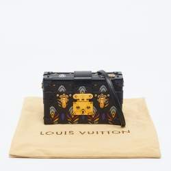 Pre Owned Louis Vuitton Black Graphic Print Leather Petite Malle Bag