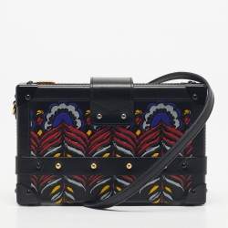 Pre Owned Louis Vuitton Black Graphic Print Leather Petite Malle Bag