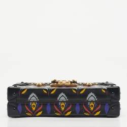 Pre Owned Louis Vuitton Black Graphic Print Leather Petite Malle Bag