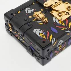 Pre Owned Louis Vuitton Black Graphic Print Leather Petite Malle Bag