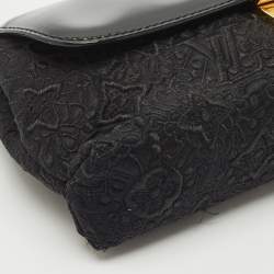 Pre Owned Louis Vuitton Black Monogram Nylon and Vernis Dentelle Pochette