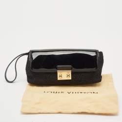 Pre Owned Louis Vuitton Black Monogram Nylon and Vernis Dentelle Pochette