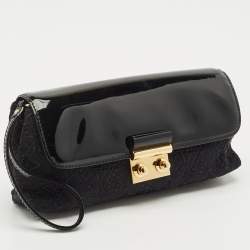 Pre Owned Louis Vuitton Black Monogram Nylon and Vernis Dentelle Pochette