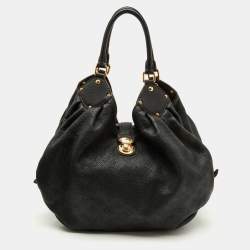 Pre Owned Louis Vuitton Black Monogram Mahina Leather Surya XL Bag