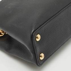 Pre Owned Louis Vuitton Black/Blue Taurillon Leather Capucines BB Bag