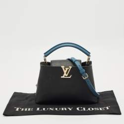 Pre Owned Louis Vuitton Black/Blue Taurillon Leather Capucines BB Bag
