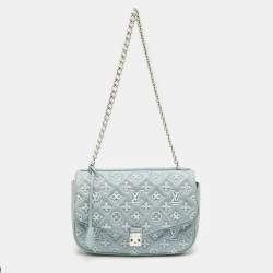 Pre Owned Louis Vuitton Blue Monogram Leather Mama Perles Pochette Bag