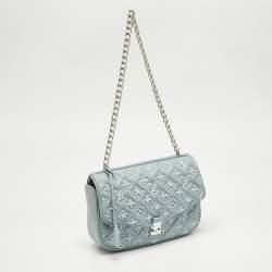 Pre Owned Louis Vuitton Blue Monogram Leather Mama Perles Pochette Bag