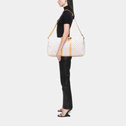Pre Owned Louis Vuitton White Damier Azur Keepall Bandouliere 55