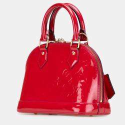 Pre Owned Louis Vuitton Red Monogram Vernis Alma BB Bag