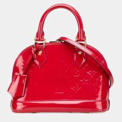Pre Owned Louis Vuitton Red Monogram Vernis Alma BB Bag