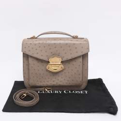Pre Owned Louis Vuitton Beige Ostrich Mirada Bag