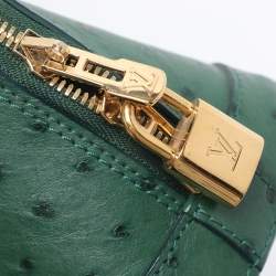 Pre Owned Louis Vuitton Green Ostrich Alma BB Bag