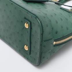 Pre Owned Louis Vuitton Green Ostrich Alma BB Bag