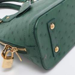 Pre Owned Louis Vuitton Green Ostrich Alma BB Bag