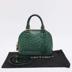 Pre Owned Louis Vuitton Green Ostrich Alma BB Bag