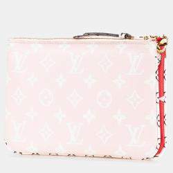 Pre Owned Louis Vuitton Red Limited Edition Monogram Giant Double Zip Pochette