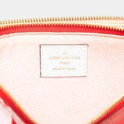 Pre Owned Louis Vuitton Red Limited Edition Monogram Giant Double Zip Pochette