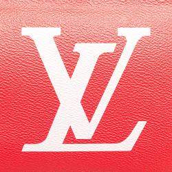 Pre Owned Louis Vuitton Red Limited Edition Monogram Giant Double Zip Pochette