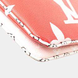 Pre Owned Louis Vuitton Red Limited Edition Monogram Giant Double Zip Pochette
