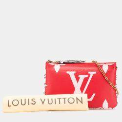 Pre Owned Louis Vuitton Red Limited Edition Monogram Giant Double Zip Pochette
