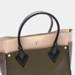 Pre Owned Louis Vuitton On My Side MM Khaki Ivory Monogram Canvas Tote Bag