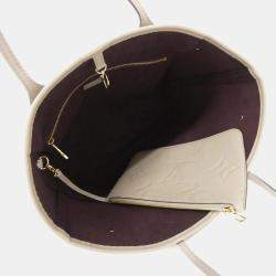 Pre Owned Louis Vuitton Neverfull MM Tourterelle Monogram Empreinte Leather Tote Bag