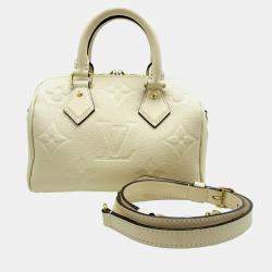 Pre Owned Louis Vuitton Speedy Bandouliere 20 Cream Monogram Empreinte Leather Boston Bag