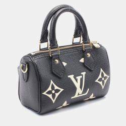Pre Owned Louis Vuitton Nano Speedy Black Beige Monogram Empreinte Leather Handbag