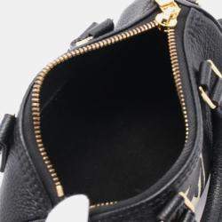 Pre Owned Louis Vuitton Nano Speedy Black Beige Monogram Empreinte Leather Handbag
