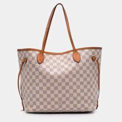 Pre Owned Louis Vuitton White Damier Azur Neverfull MM