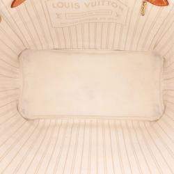 Pre Owned Louis Vuitton White Damier Azur Neverfull MM