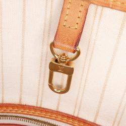 Pre Owned Louis Vuitton White Damier Azur Neverfull MM