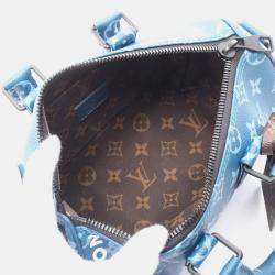 Pre Owned Louis Vuitton Keepall Bandouliere 25 Blue Monogram Coated Canvas Shoulder Bag